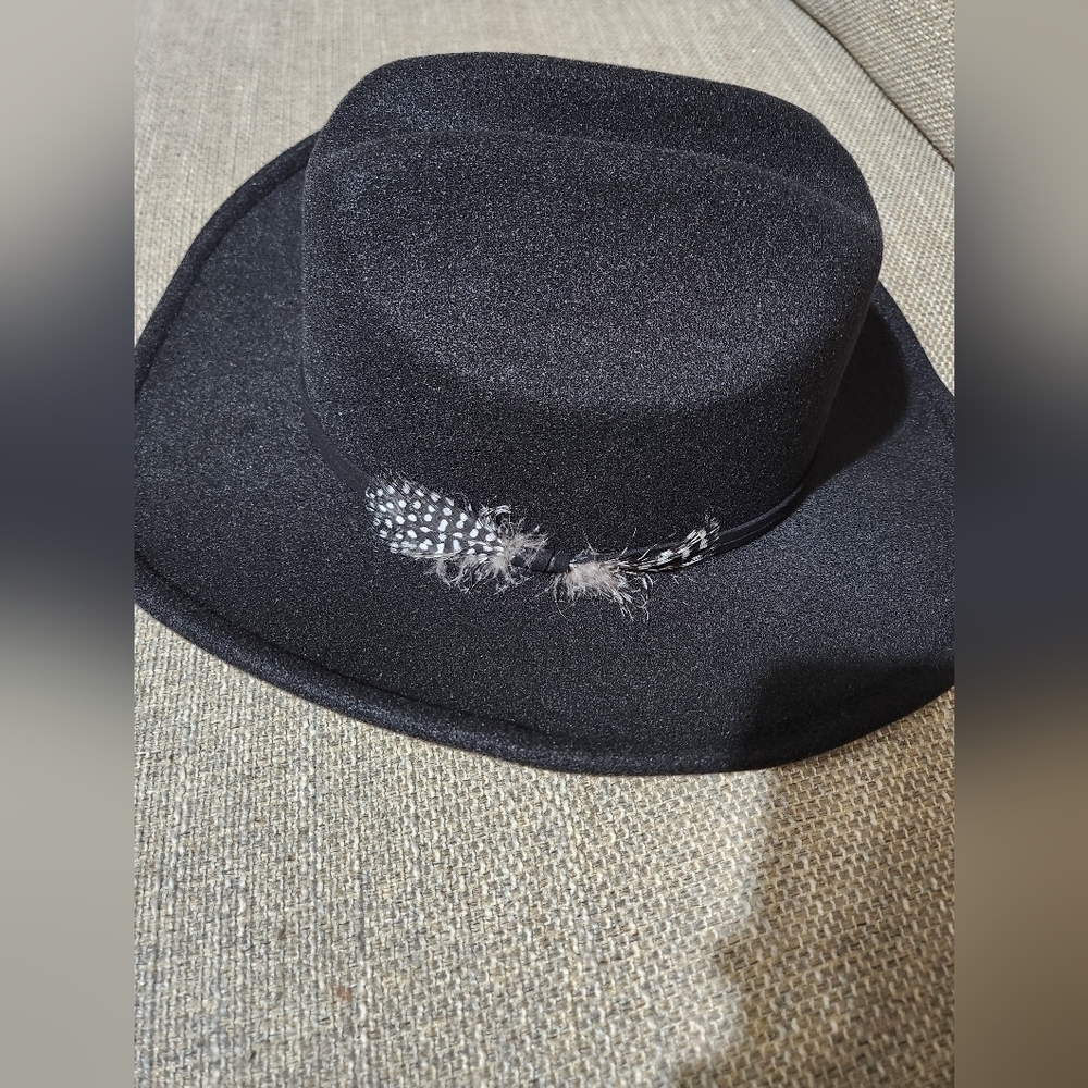 Black feather Fedora hat